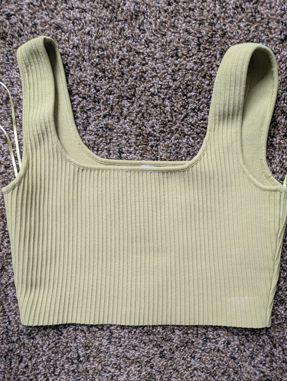 Ghanda Ribbed Square Neck Tank - Olive Green